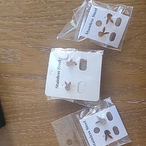 New 3 pairs of bunny earrings stainless steel